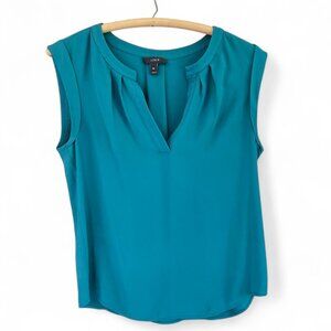 J. Crew Womens Sleeveless Teal Top 8 Petite Flowy Lightweight Blouse